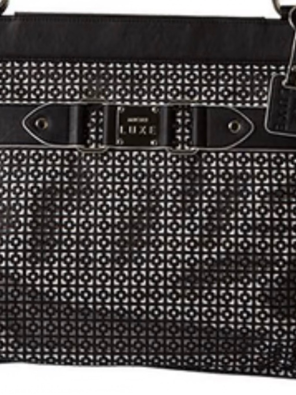Miche Black Laser-Cut Shoulder Bag with Luxe Plaque, Prima Shell Only